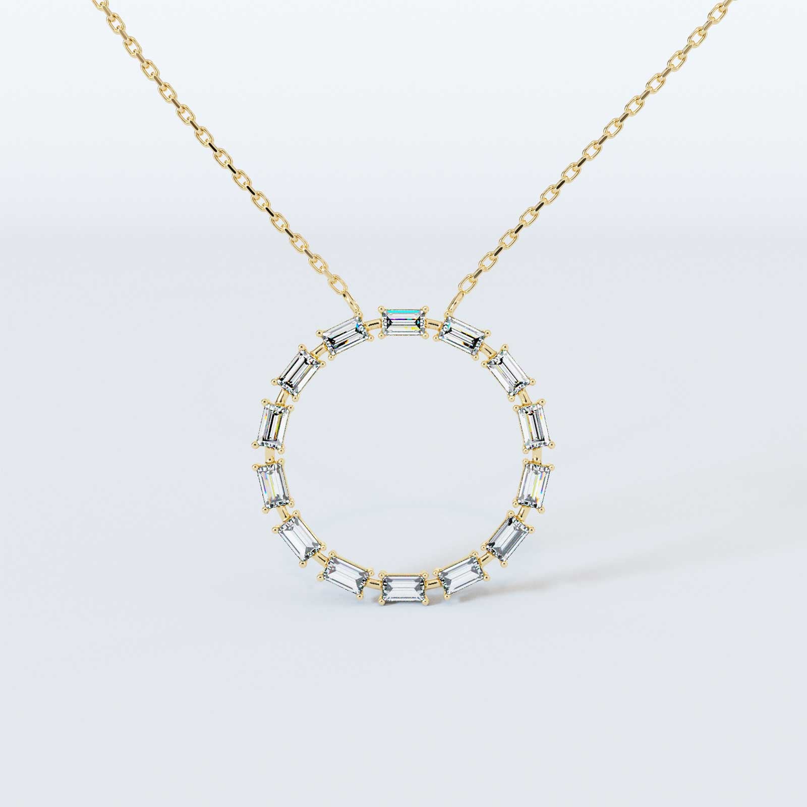 Circle baguette online diamond necklace